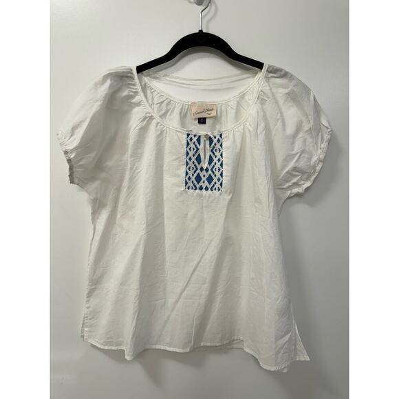 Universal Thread Medium White Cotton Peasant Top Boxy Oversized Fit - Picture 1 of 5